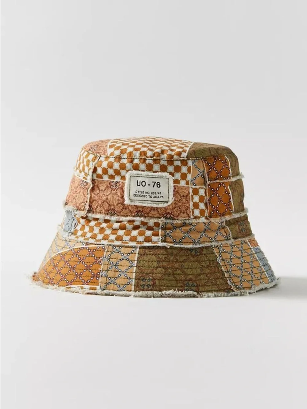 Urban Outfitters Patchwork Bucket Hat in Mustard, Tan & Light Blue